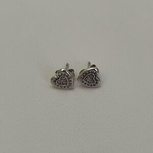 Silver Heart-Shaped Pandora Studs